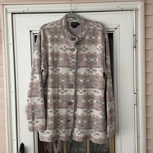 Pendleton Beige Patterned 100% Wool Cardigan